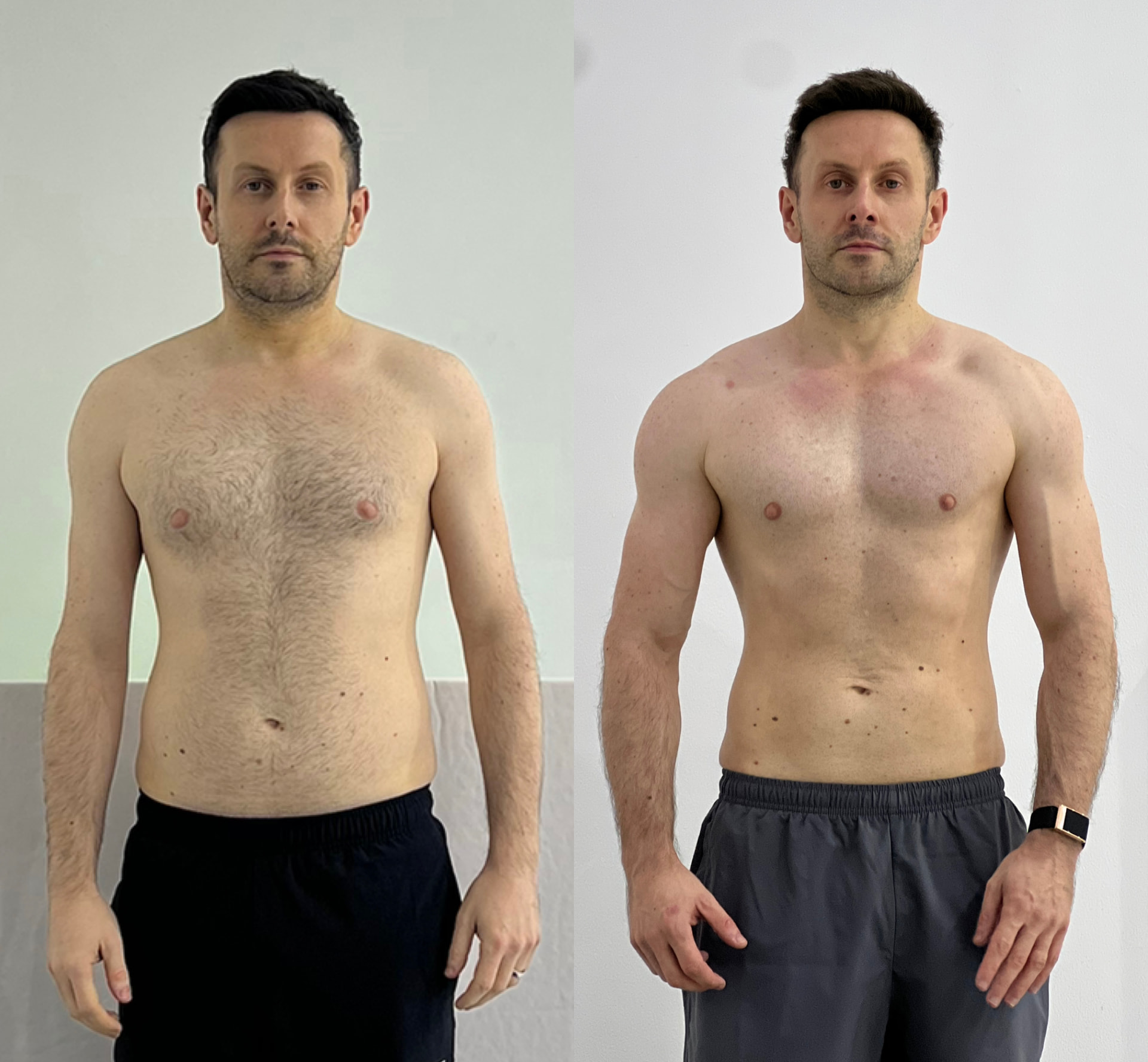 Client transformation before and after photo